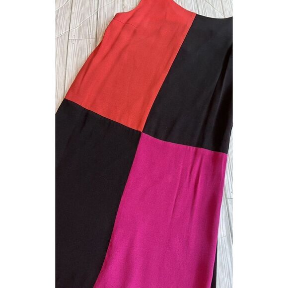 Paul et Duffier Womens Dress Small Mini Colorblock Sleeveless 1980s Black Orange - Picture 5 of 7